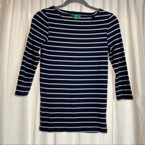 DIP XS 3/4 sleeve tee navy w white stripes